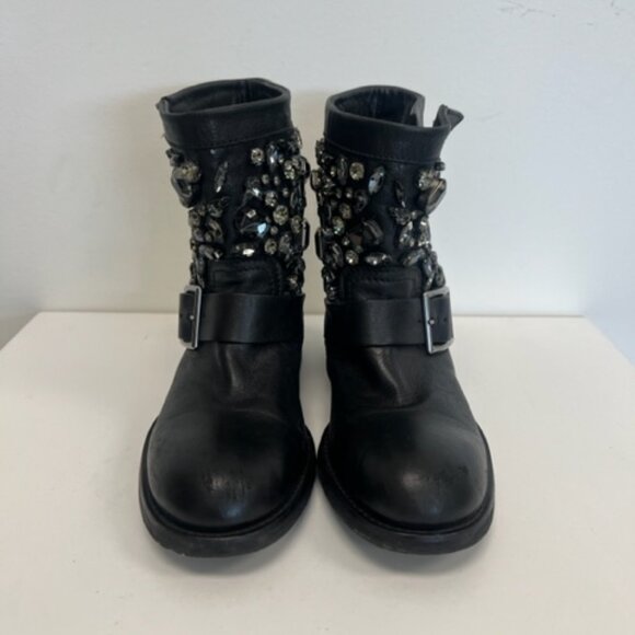 Jimmy Choo black leather boot whit crystal embellishments - Picture 3 of 8